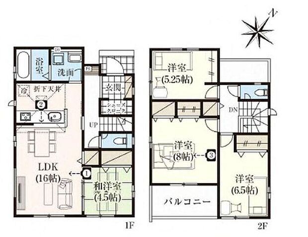 【4LDK】家事のしやすい水廻り集中設計、ホッとできる寛ぎの和室付きプラン♪
便利に使えるシューズクローク付き！