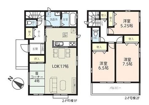 【3LDK+S】ちょっと寛ぐのにちょうどいい、畳コーナー付プラン♪
家事のしやすい水廻り集中設計です！