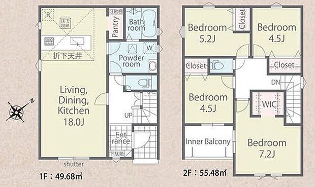 【4LDK】家事のしやすい水廻り集中設計、お掃除ラクラク全居室フローリングプラン♪
パントリーは、日々の買い置き収納に大変便利です!主寝室にはWIC付き!