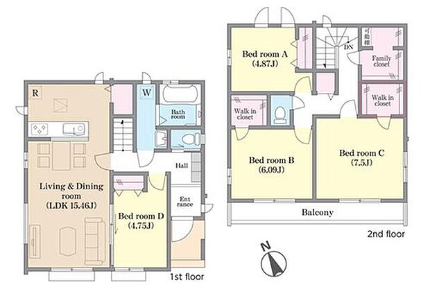 【4LDK】家族で利用可能な大型ファミリークローゼット付き♪WICも2ヶ所!
キッチン横にも収納スペースがある、収納充実プラン!