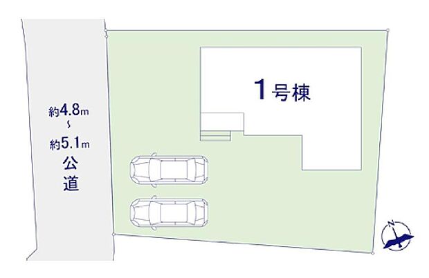 【全体区画図】70坪超えの広々とした土地！
駐車2台可能（車種による）！急な来客時や、ご家族の自転車スペースとしても大活躍♪
前面道路が広いので、駐車もラクラク！