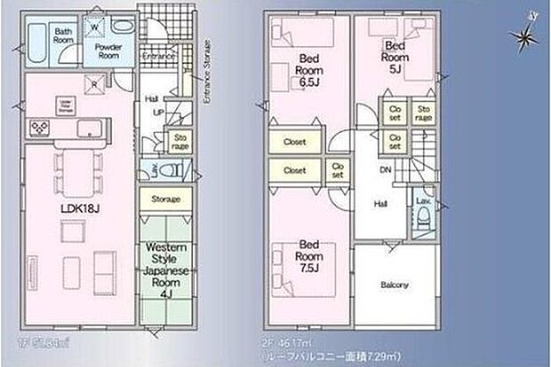 【4LDK】家事のしやすい水廻り集中設計、ホッとできる寛ぎの和室付きプラン♪
インナーバルコニーは急な雨でも安心ですね！