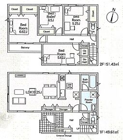 家事のしやすい水廻り集中設計、お掃除ラクラク全居室フローリングプラン♪
あると便利なリビング収納付き！ 