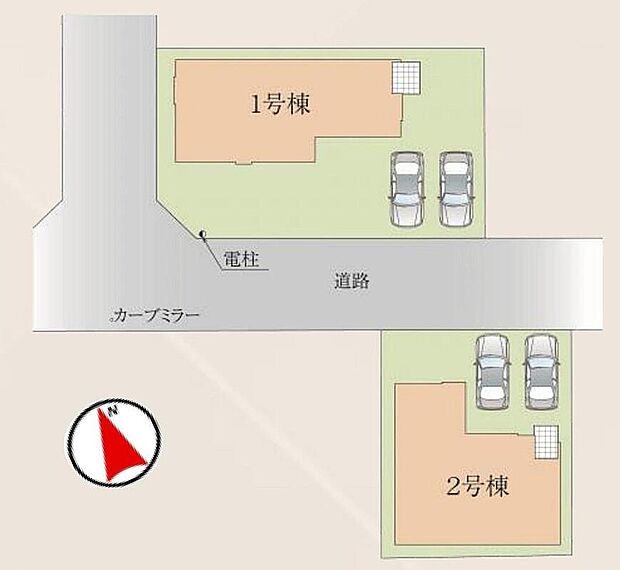 【≪全体区画図≫】駐車2台可能（車種による）！急な来客時や、ご家族の自転車スペースとしても大活躍♪
