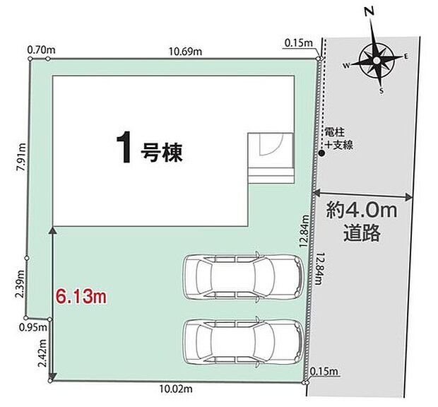 【全体区画図】駐車2台可能（車種による）！急な来客時や、ご家族の自転車スペースとしても大活躍♪
奥行きのある南庭付！