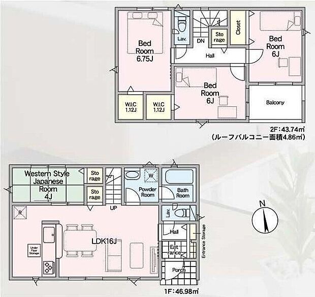 【4LDK】家族のコミュニケーションがとりやすいリビングイン階段！ホッとできる寛ぎの和室付きプラン♪
収納力のあるWICが2ヶ所あります！