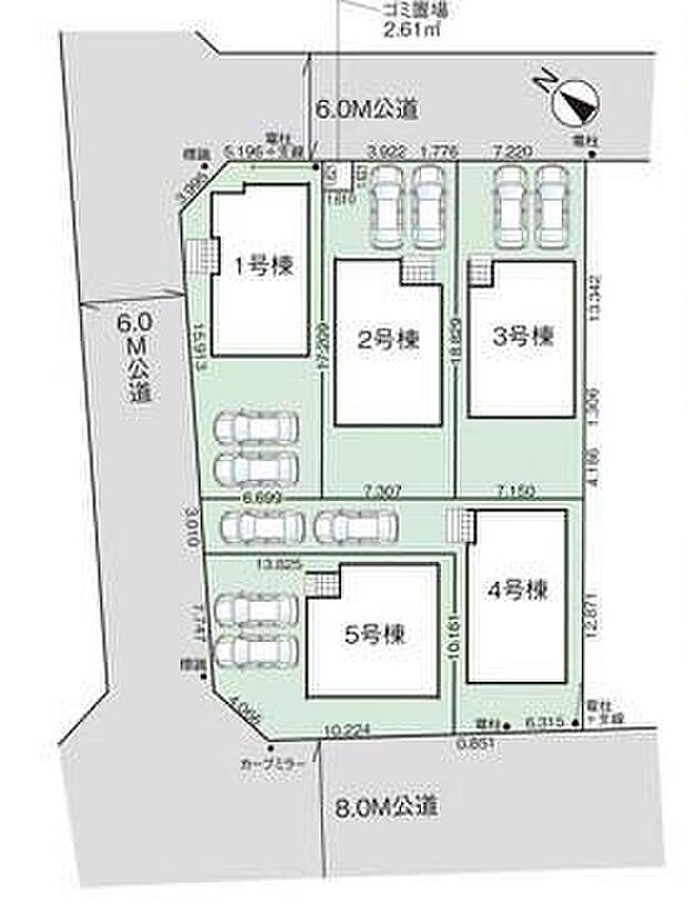 角地☆前面道路広々♪カースペースは2台分ご用意。空いたスペースは駐輪場としてもお使いいただけます◎