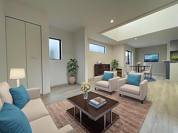 ◆LDKはご家族みんなが揃う大切な空間です♪テーブルやソファ、カーテン選び、レイアウトを考えるのも楽しいですね♪笑顔溢れる楽しい暮らしをイメージしながらご見学ください♪

※本家具はCGとなります。