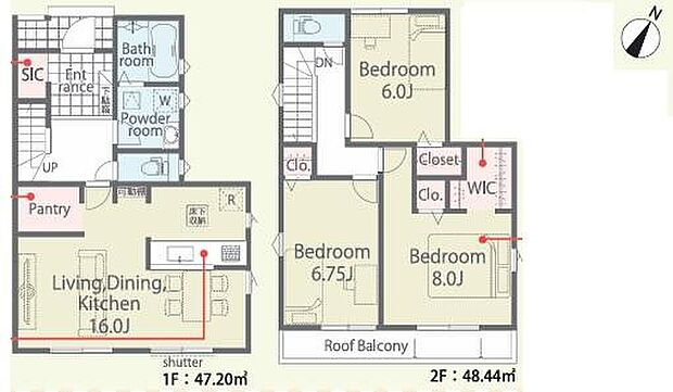 (1号棟)、価格4399万円、3LDK、土地面積100.79m2、建物面積95.64m2