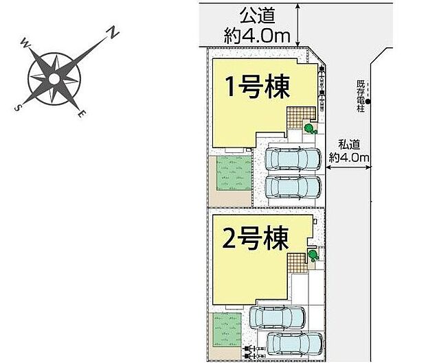 閑静な住宅地☆カースペースは2台分ご用意。空いたスペースは駐輪場としてもお使いいただけます◎