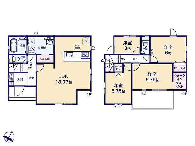 (1号棟)、価格3499万円、4LDK、土地面積120.05m2、建物面積95.84m2