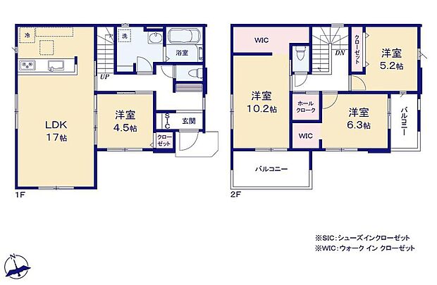 (1号棟)、4LDK、土地面積140.78m2、建物面積104.61m2