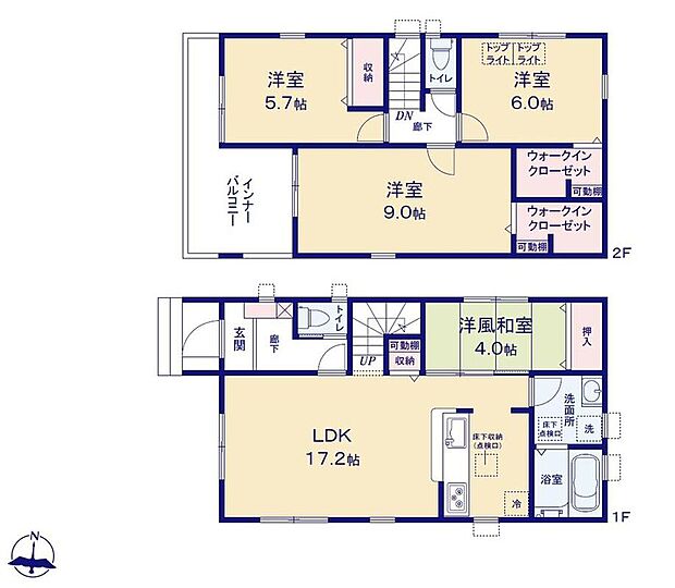 (2号棟)、価格3280万円、4LDK、土地面積132.41m2、建物面積104.34m2