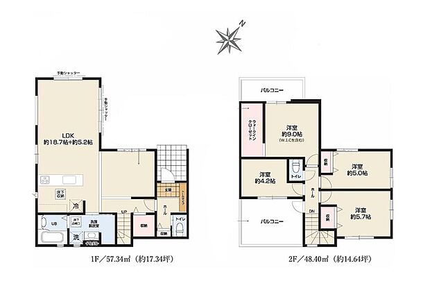 (1号棟)、価格4799万円、4LDK、土地面積130.01m2、建物面積105.74m2