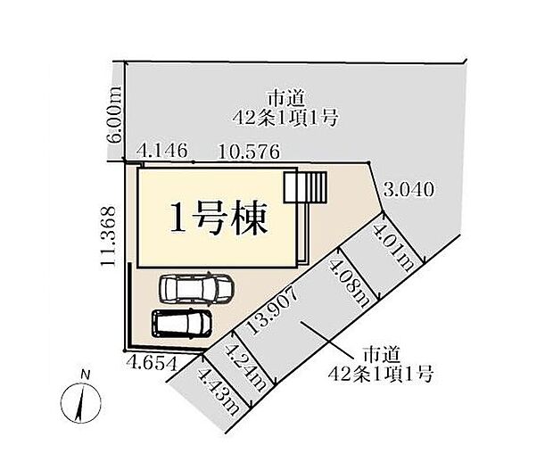 開放感あふれる角地に立地！
駐車スペースは車種により２台分完備しております♪