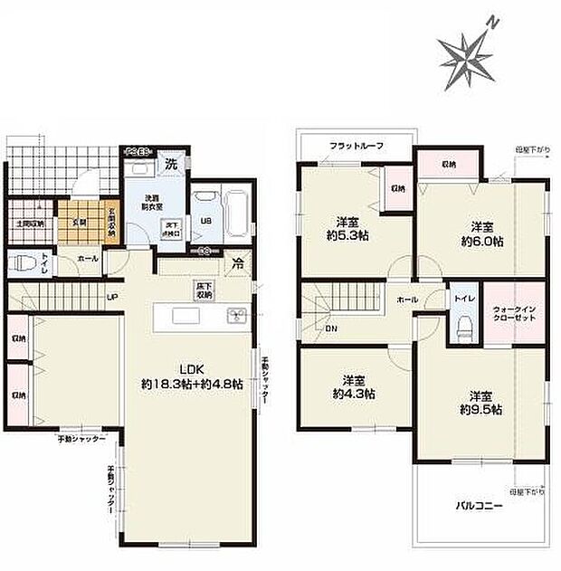 (1号棟)、4LDK、土地面積153.3m2、建物面積111.37m2