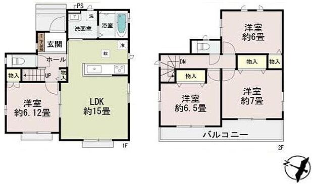 (2-C号棟)、4LDK、土地面積110.03m2、建物面積93.78m2