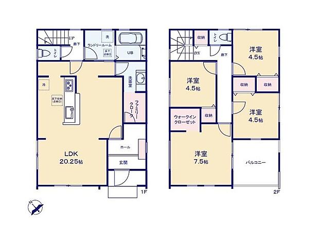 (1号棟)、4LDK、土地面積137.41m2、建物面積109.43m2