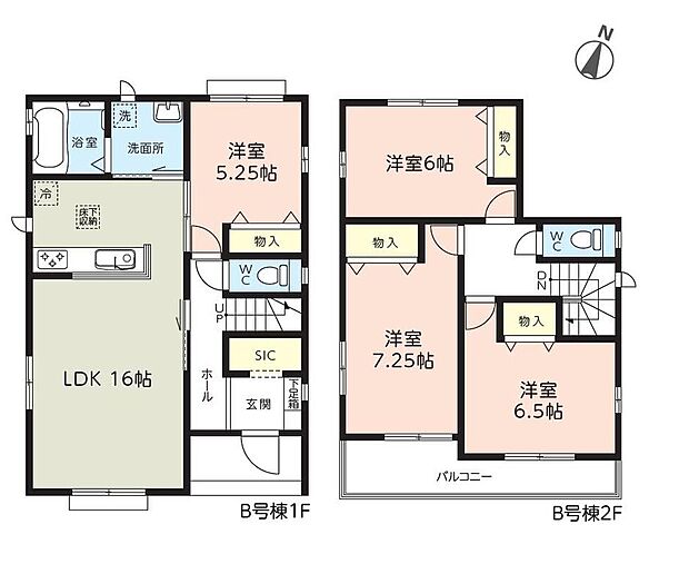 (B号棟)、価格3690万円、4LDK、土地面積150.01m2、建物面積98.95m2