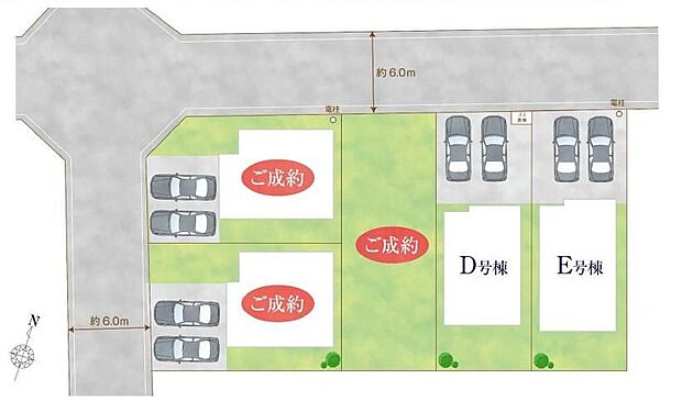 閑静な住宅地☆カースペースは2台分ご用意。空いたスペースは駐輪場としてもお使いいただけます◎