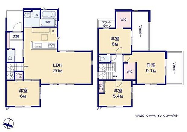 【4LDK】●リビング階段ですので自然と家族の集まる憩いの空間
●水回りが集中し効率的でストレスのない家事動線♪
●ウォークインクローゼット2か所完備!増えがちな衣類やバッグなどを効率よく収納できます!