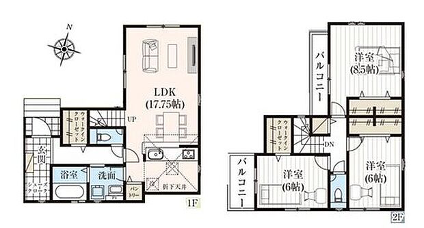 【3LDK】●SIC付きで玄関すっきり♪
●アウトドア用品やアウターの収納、何かと便利な玄関近くのウォークインクローゼット♪
●家族とのつながりを意識した見通しのいいリビングは会話が弾んでみんなを笑顔にします!