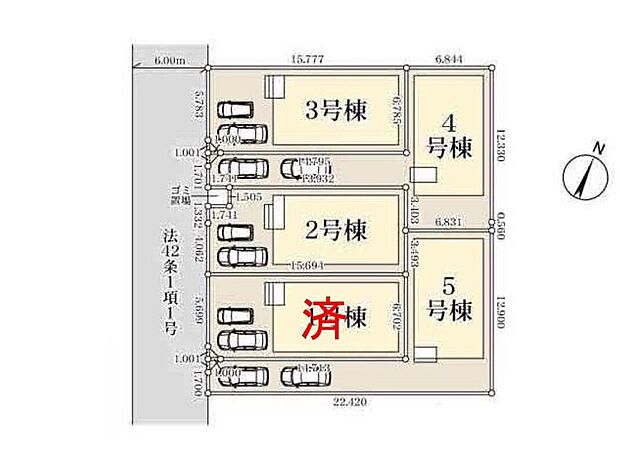 【全体区画図】閑静な住宅地☆カースペースは2台分ご用意。空いたスペースは駐輪場としてもお使いいただけます◎