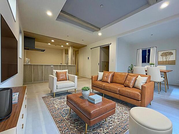 【 リビング】◆LDKはご家族みんなが揃う大切な空間です♪テーブルやソファ、カーテン選び、レイアウトを考えるのも楽しいですね♪笑顔溢れる楽しい暮らしをイメージしながらご見学ください♪
※本家具はCGとなります