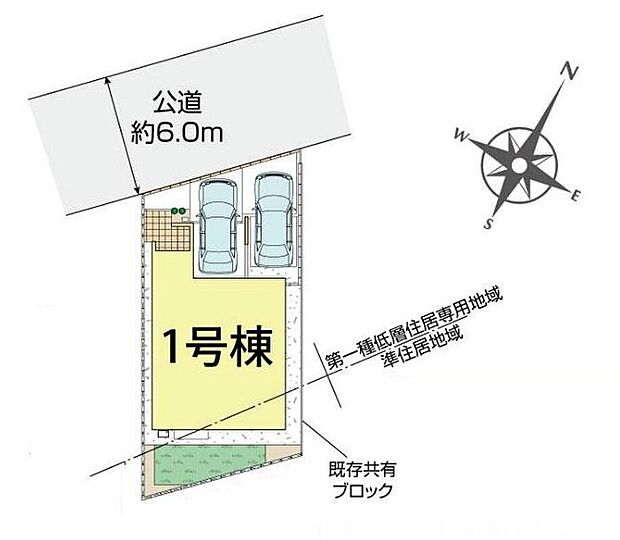 【全体区画図】閑静な住宅地☆カースペースは2台分ご用意。空いたスペースは駐輪場としてもお使いいただけます◎