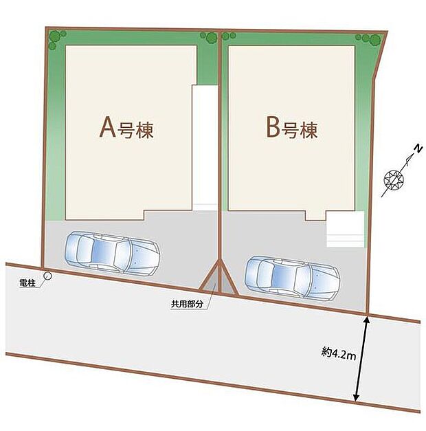 【全体区画図】閑静な住宅地☆南側に駐車場♪空いたスペースは駐輪場としてもお使いいただけます◎
