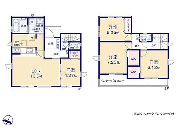 【4LDK】●隣り合う洋室を開放すれば、ひときわ広々とした空間になるリビングダイニング
●水回りが集中しており、効率的でストレスのない家事動線♪
●増えがちな衣類やバッグなどを効率よく収納できるWIC！