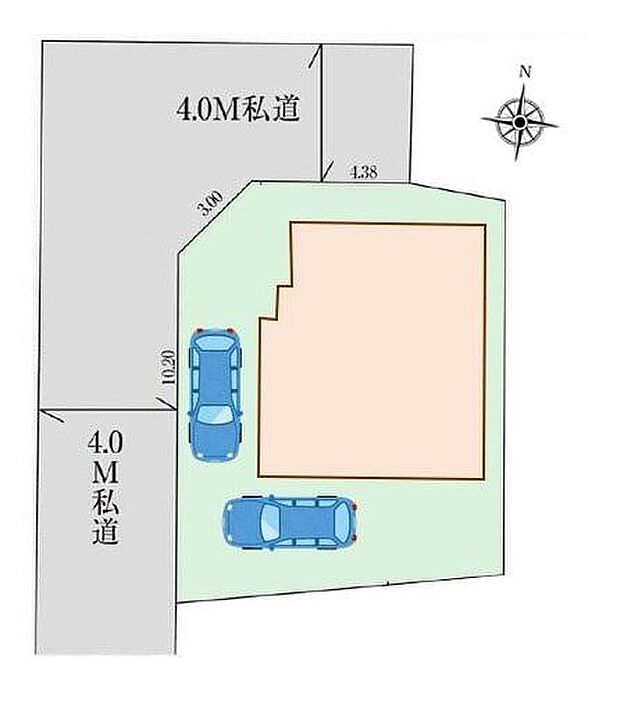 【全体区画図】閑静な住宅地☆カースペースは2台分ご用意。空いたスペースは駐輪場としてもお使いいただけます◎