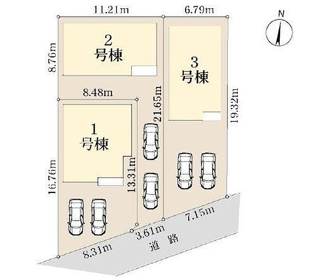 【全体区画図】閑静な住宅地☆駐車スペースは２台分♪