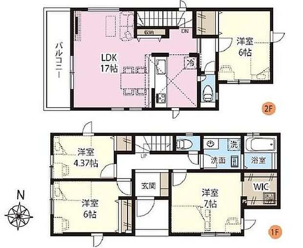 【4LDK】●2階リビングは眺望・採光と風通し、外からの視線が気にならない等、多くの利点♪
●主寝室にはウォークインクローゼットを完備!増えがちな衣類やバッグなどを効率よく収納できます!