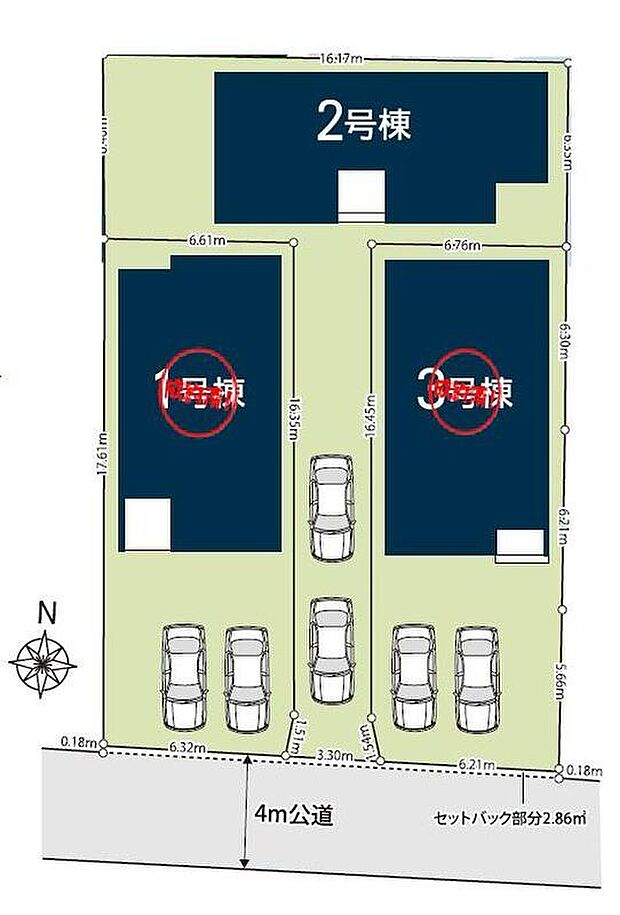 【前面道路含む現地写真】閑静な住宅地☆カースペースは2台分ご用意。空いたスペースは駐輪場としてもお使いいただけます◎