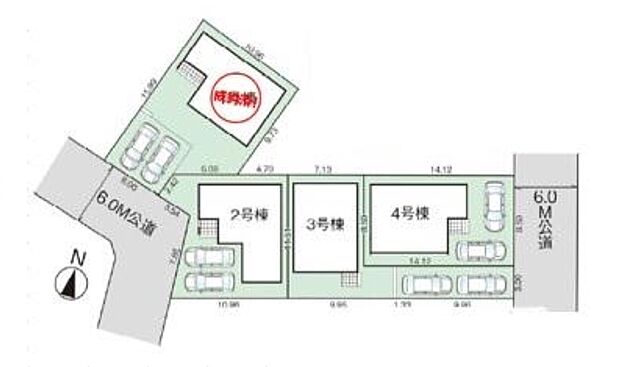 【全体区画図】閑静な住宅地☆カースペースは2台分ご用意。空いたスペースは駐輪場としてもお使いいただけます◎