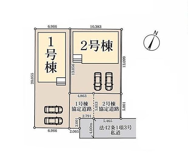【≪全体区画図≫】各棟、並列2台駐車可能なカースペース完備♪