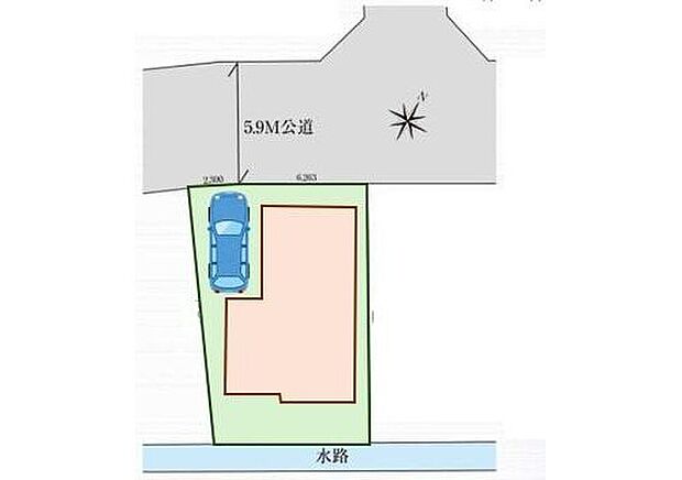【区画図】閑静な住宅地☆カースペースは1台分ご用意。空いたスペースは駐輪場としてもお使いいただけます◎