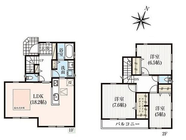 【3LDK】●家族とのつながりを意識した見通しのいい18帖超のリビングは会話が弾んでみんなを笑顔にします！
●効率的でストレスのない家事動線。水回りが集中しており、移動がスムーズです♪