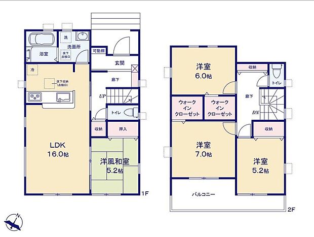 【4LDK】●キッチンと洗面所を近くに配置し、家事動作がスムーズで使い勝手◎
●2カ所のウォークインクローゼットやコートもかけられる収納スペースなど、収納設備が充実した快適なお住まいです♪