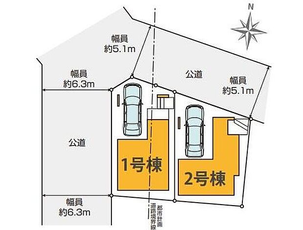 【区画図】閑静な住宅地☆カースペースは1台分ご用意。空いたスペースは駐輪場としてもお使いいただけます◎