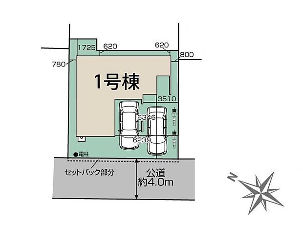 【全体区画図】閑静な住宅地☆カースペースは2台分ご用意。空いたスペースは駐輪場としてもお使いいただけます◎

