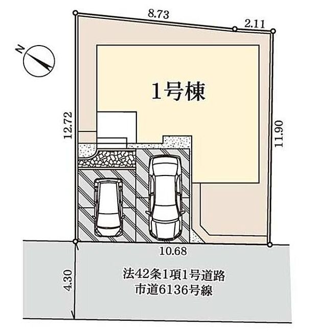 【全体区画図】閑静な住宅地☆駐車スペースは２台分（車種により）♪空いたスペースは駐輪場としてもお使いいただけます◎
