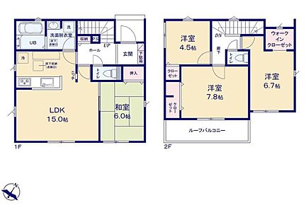 ●効率的でストレスのない家事動線。水回りが集中しており、移動がスムーズです♪●あると落ち着く『和室』付♪家事の休憩スペースやお子様のお昼寝スペースとしても活躍します♪ 