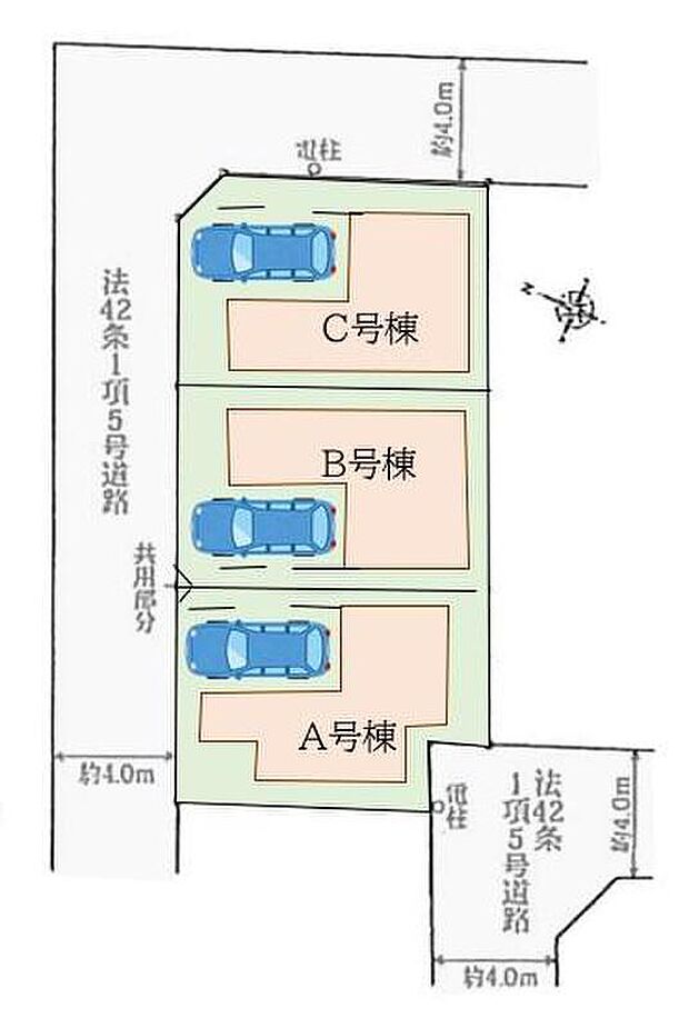 【全体区画図】閑静な住宅地☆ビルトインガレージをご用意。空いたスペースは駐輪場としてもお使いいただけます◎