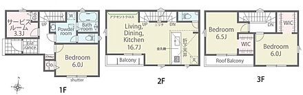 ●リビング階段ですので自然と家族の集まる憩いの空間
●増えがちな衣類やバッグなどを効率よく収納できるWIC！
●2階リビングは眺望・採光と風通し、外からの視線が気にならない等、多くの利点 