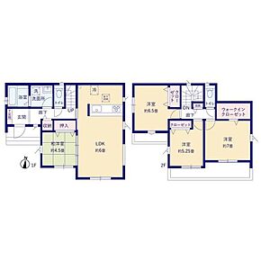 全居室南向きの明るいお住まい♪リビングに隣接した和室はお子様の遊び場にぴったりです。対面式キッチンからも見えるので安心◎衣類や小物もたっぷり収納できるWIC付き☆ 