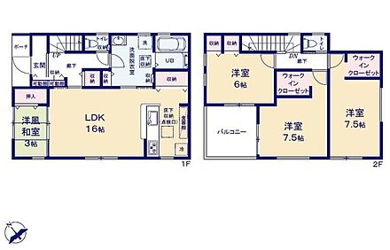 ●あると落ち着く『和室』付♪家事の休憩スペースやお子様のお昼寝スペースとしても活躍します●効率的でストレスのない家事動線。水回りが集中しており、移動がスムーズです♪ 