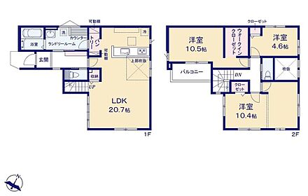●家族とのつながりを意識した見通しのいい20帖のリビング！●吹き抜けを設けることによって開放感が生まれ、日光を取り入れることができます●WICやパントリーを完備♪豊富な収納で綺麗なお部屋を保てます♪ 