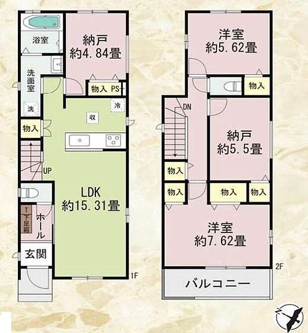 【2LDK+2S】●効率的でストレスのない家事動線。水回りが集中しており、移動がスムーズです♪
●リビング階段ですので自然と家族の集まる憩いの空間になります
●お部屋としても利用できそうな納戸2か所♪